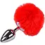 Металева анальна пробка Кролячий хвостик Alive Fluffy Plug M Red діаметр 3.4 см - мініатюра 1