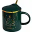 Новорічна кружка Olens 102-1084 Золотий рік керамічна з кришкою і ложкою 370 мл Зелена - мініатюра 1