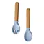 Приборы силиконовые детские OldBro ложка и вилка с деревянной ручкой, mix collors - миниатюра 1