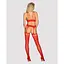 Бодистокинг Obsessive Bodystocking G313 S/M/L Red, шнуровка, геометрический декор - миниатюра 4