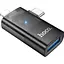 Перехідник Hoco UA36E USB-C Male/Lightning Male to USB-A Female OTG Black [140339] - мініатюра 1