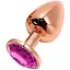 Металева анальна пробка Wooomy Tralalo Rose Gold Plug Magenta L діаметр 4 см довжина 9 с - мініатюра 1