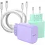 Быстрое зарядное устройство ZNBTCY светло-фиолетовое + светло-зеленое с зарядным кабелем для iPhone 2M (белый) 20 Вт 4 шт. - миниатюра 1