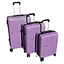 Набор чемоданов 3в1 пластик с кодовым замком и телескопической ручкой сиреневый (603) - миниатюра 1