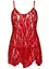 Пеньюар Leg Avenue Rose Lace Flair Chemise Red Plus Size - мініатюра 2