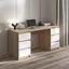Компьютерный стол Vays R-2 Дуб Сонома-Белый фасад, письменный с 2 тумбами, 6 ящиков без ручек, ЛДСП 160×60×75 см - для дома, офиса, учебы - миниатюра 1