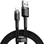 Кабель Baseus cafule Cable USB For lightning 2.4A 0.5 м Сірий+Чорний - мініатюра 1
