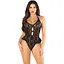 Боді Leg Avenue Lace Floral Lace Halter Teddy With Flutter Accent One Size, Black - мініатюра 1