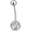 Серебряная серьга для пирсинга пупка с фианитом. 818-2101Р - миниатюра 1