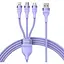 Кабель Baseus Flash Series II One-for-three Fast Charging Data Cable USB to M+L+C 66W 1,2 м Purple - миниатюра 1