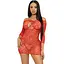 Сукня-сітка з сердечками Leg Avenue Heart net Mini dress Red, зав’язки, відкриті плечі, One Size - мініатюра 1