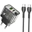 Мережевий зарядний пристрій з кабелем Hoco N34 Dazzling dual-port PD20W+QC3. 0 charger set(Type-C to Type-C) Transparent чорний - мініатюра 1