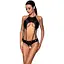 Боді з відкритим доступом Passion TASMINA Body XXL/XXXL black екошкіра шнурівки ажурні мережива - мініатюра 1