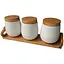 Набір банок для сипучих 3 предмети Interos PJ03430-S 001 на дерев'яній підставці - мініатюра 1