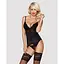 Сатиновый кружевной корсет Obsessive 810-COR-1 Babydoll & Thong L/XL, черный, корсет, танга - миниатюра 5