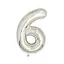 Шар воздушный фольгированный (102 см) Цифра 6 серебро - миниатюра 1