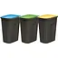 Баки для сортування сміття Prosperplast Keden Compacta Q Plus, комплект 3x35 л, чорний, кришка синя, зелена, жовта - мініатюра 1