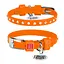 Ошейник для собак кожаный Waudog Glamour с QR-паспортом с клеевыми стразами Ш 9 мм Д 19-25 см оранжевый - миниатюра 1