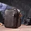 Фактурная мужская сумка из натуральной кожи с тиснением под крокодила 21300 Vintage коричневая - миниатюра 8