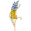 Брошь-булавка колосок пшеницы со стразами Желто-Голубая - миниатюра 1