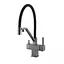 Змішувач для кухні під фільтр з гнучким виливом збройована сталь Frap G4395-69 Графітовий хром - мініатюра 1