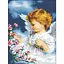 Алмазна мозаїка Чарівний діамант Ангел з квітами зі стразами на підрамнику 40 x 50 см - мініатюра 1