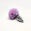 Металева анальна пробка Кролячий хвостик Alive Fluffy Twist Plug M Purple діаметр 3.4 см - мініатюра 2