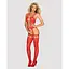 Бодистокинг Obsessive Bodystocking G313 S/M/L Red, шнуровка, геометрический декор - миниатюра 3