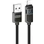 Дата кабель Hoco U137 Line with display USB to Lightning 2.4A/12W (1.2m) Black - мініатюра 1
