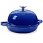 Чугунная круглая форма для выпечки хлеба с крышкой Ø26 (см) антипригарная форма для хлеба в духовке Синий Premium Cookware HP-1-21-BLUE - миниатюра 1