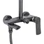 Душевая система универсальная Qtap Slavonice на три потребителя (с изливом) QTSLA111GMB45910 Gunmetal Black PVD, Шлифованный черный хром - миниатюра 3