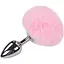 Металева анальна пробка Кролячий хвостик Alive Fluffy Plug M Pink діаметр 3.4 см - мініатюра 1