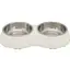 Миска Trixie для собак двойная белая 32х6х17 см меламин/металл - миниатюра 1