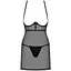 Прозора сорочка з відкритими грудьми Obsessive Pearlove chemise & Thong Black S/M, трусики - мініатюра 3
