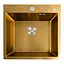 Кухонна мийка Platinum Handmade PVD золото 50x50/220 3,0/1,5 мм корзина та дозатор в комплекті, Нержавіюча сталь - мініатюра 1
