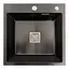 Кухонная мойка Platinum Handmade PVD HSBB 500x500x220 черная (квадратный сифон, 3.0/1.0), Черный - миниатюра 1
