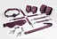 Набір Feral Feelings BDSM Kit 7 Burgundy, наручники, поножі, конектор, маска, паддл, кляп, затискачі - мініатюра 1