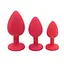 Набір анальних пробок силіконових з кристалом 72x27 мм / 80x35 мм / 94x42 мм червоний - мініатюра 1