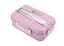 Ланч бокс Pink из пшеничной соломы 1000мл с ложкой и кит палочки для микроволновки - миниатюра 1