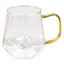 Чашка стеклянная прозрачная с золотой ручкой 300 мл. Чашка для чая и кофе [MD] - миниатюра 1