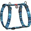 Шлейка для собак Waudog Nylon анатомическая H-образная с QR-паспортом, рисунок "Этно синий", пластиковый фастекс, L - миниатюра 1