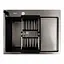 Кухонна мийка CM 65x50 L PVD чорна Platinum Handmade (круглий сифон 3.0/0.8), Чорний - мініатюра 3