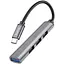 Мульти адаптер хаб Hoco HB26 4в1 Type-C to USB 3.0 F/ 3 USB 2.0 F 0.13 м темно-сріблястий - мініатюра 1