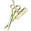 Брошь ножницы 3D с расческой булавка жетлая 64 x 40 мм - миниатюра 1