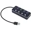 Хаб Usb Gembird UHB-U3P4P-01, черный, Usb 3.1 - 4xUsb 3.0, кабель 24 см, алюминиевый корпус - миниатюра 1