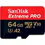 Карта памяти Sandisk 64GB microSDXC C10 UHS-I U3 Extreme Pro V30 + SD (SDSQXCU-064G-GN6MA) - миниатюра 1