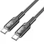 Дата кабель Hoco U120 Transparent explore intelligent power-off PD 60W Type-C to Type-C (1.2m) Black - мініатюра 3