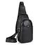 Шкіряний чорний слінг на два відділи Tiding Bag FL-A25F-8803A - мініатюра 1