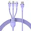 Кабель Baseus Flash Series Ⅱ One-for-three Fast Charging Data Cable USB to M+L+C 100W 1.2m Purple - мініатюра 1