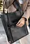 Шкіряна жіноча сумка шоппер Бетсі з кишенею чорна Краст - мініатюра 2